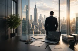 Modern office with city views.